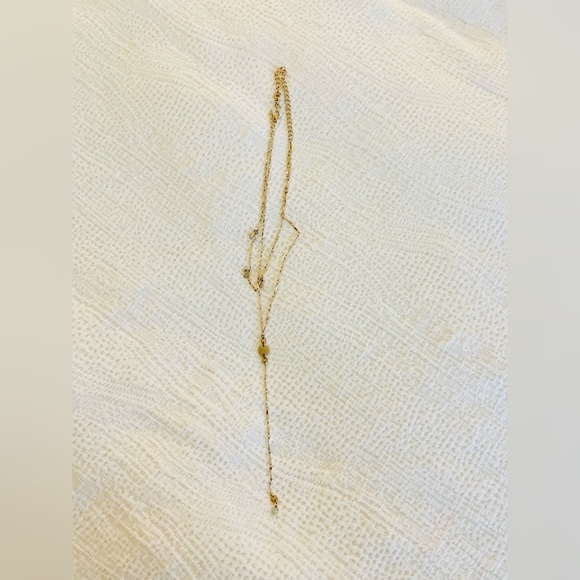 NWOT Ettika Gold Cubic Zirconia Layered Lariat Geometric Chain Necklace - Picture 4 of 7